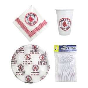   Boston Red Sox MLB 96 Piece Plastic Dinnerware Set