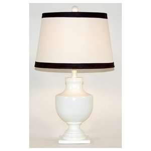  Plain White Table Lamp with Black Banded Linen Shade: Home 