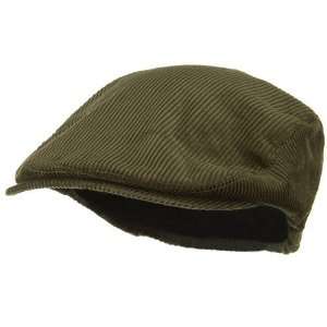   ELASTIC CORDUROY IVY NEWSBOY CAP OLIVE GREEN HAT NEW 