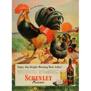   Whisky Rooster Farm Animals Sunset   Original Print Ad
