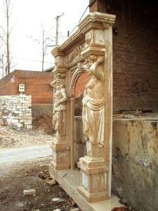 MONUMENTAL FIGURAL HAND CARVED MARBLE ENTRY WAY ML091  