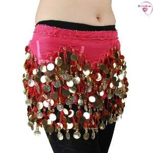   Gold Coins Belly Dance Hip Scarf, Vogue Waves Style: Sports & Outdoors