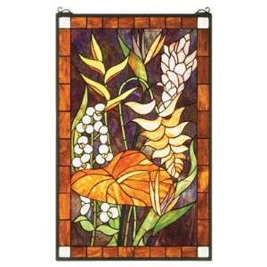  20W X 32H Tropical Floral Stained Glass Window Arts 