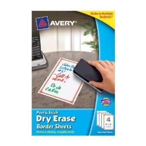  Dry Erase Sheets with Borders, 4 x 6 inches, Assorted Colors, 4 Sheets