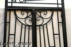 ART DECO FRENCH WROUGHT IRON GATE WITH FRAME/TRANSOM  