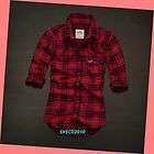   Hollister HCO Bettys Plaid Button Down Shirt Top Navy Red ~ Size SMALL