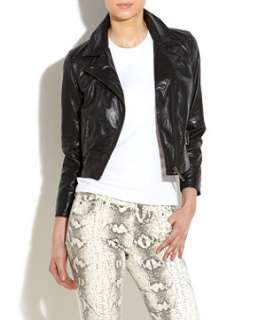 Black (Black) Urbancode Cropped Leather Biker Jacket  243614201  New 
