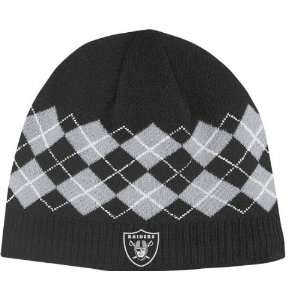  Oakland Raiders Argyle Cuffless Knit Hat: Sports 