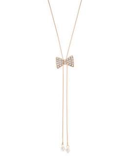Gold (Gold) Gold Pearl Bow Chain Necklace  256438693  New Look