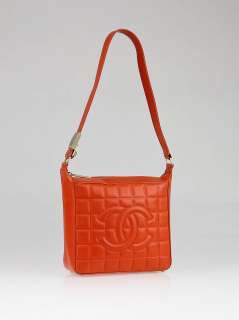 Chanel Orange Quilted Lambskin Leather Small Shoulder Bag  