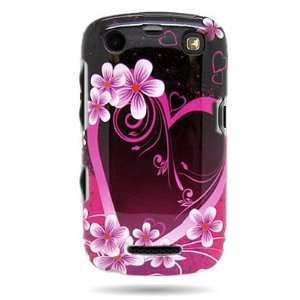 WIRELESS CENTRAL Brand Hard Snap on Shield With PINK HEART LOVE FLOWER 