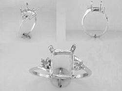 10x8 Emerald Cut w/Accnts Ring Setting 14kt White Gold  