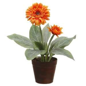  15.5 Gerbera Daisy Silk Flower Arrangement  2 Tone Orange 