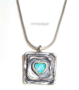   Rare Sterling Silver Opal Heart Pendant Necklace Didae Israel  