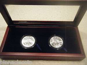 Glass Top Display Box, 2 Coin Capsules for Silver Eagle  