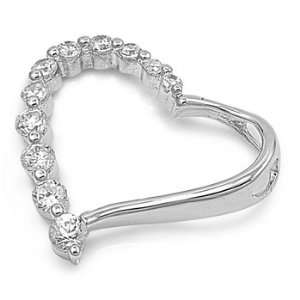  Sterling Silver CZ Elegant Style Journey Heart Pendant 