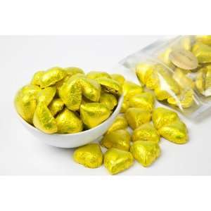 Yellow Foiled Milk Chocolate Hearts (1 Pound Bag)  Grocery 