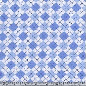  45 Wide Flannel Argyle Blue Fabric By The Yard: Arts 