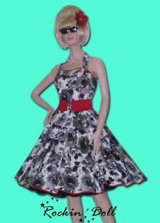 50er Tanz Kleid z. Petticoat Rock´n Roll Rosen Gr 42  