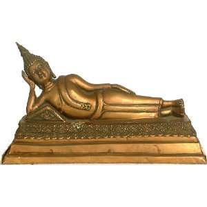  Thai Mahaparinirvana Buddha   Brass Sculpture