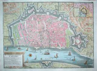 1705 Harrewyn (Verbiest) ANTWERP CITY PLAN Pictorial 3D  