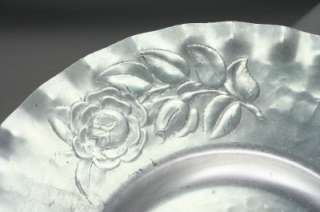 Vintage Hand Finished Aluminum Rose Design Metal Tray  