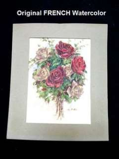 Original WATERCOLOR Painting of ROSES Signed by Artist  