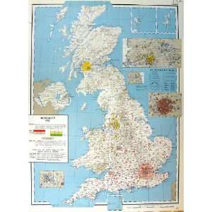  Map Britain Ireland 1963 Motality Counties Regions