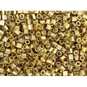  8g 8/0 Metallic 18 Karat Hamilton Gold Plated Hex Cut Seed Beads 