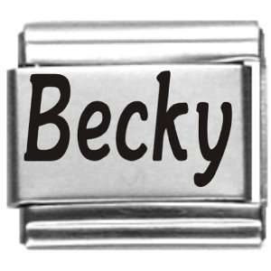  Becky Laser Name Italian Charm Link Jewelry