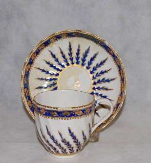 Antique English Derby Porcelain Cup Saucer Puce Mark  