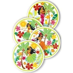   Hawaiian Ceramic Coasters 4 Pack Island Hula Honeys: Kitchen & Dining