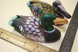 TWO DECORATIVE HAND CARVED PAINTED WOOD DUCK DECOY #S15  