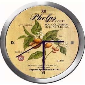  PHELPS 14 Inch Coffee Metal Clock Quartz Movement Kitchen 