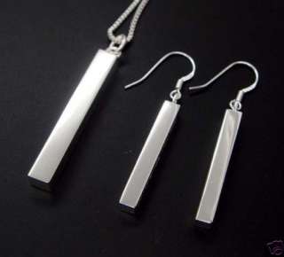 Silver EP Long Stick Necklace Earring Party Set T82  
