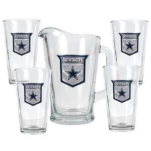  Dallas Cowboys Pitcher and 4 Piece Glass Set Sports 