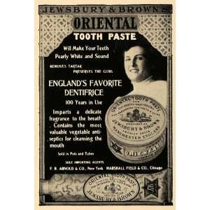   Ad F R Arnold Jewsbury Browns Oriental Toothpaste   Original Print Ad