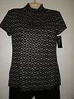   Top Size Small Black, Silver, Gold Design   Ruffled High Collar   New