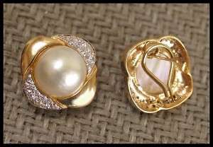 13.5mm MABE PEARL & PAVE DIAMOND EARRINGS (14kt)  