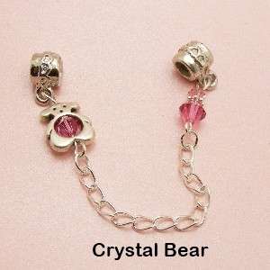   Threaded SAFELY Chain STOPPER BEADS with Crystal fits CHARMS Bracelet