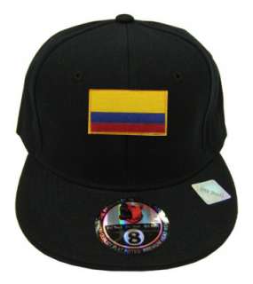 Colombia Colombian Black Flag Country Embroidery Embroided Flat Fitted 