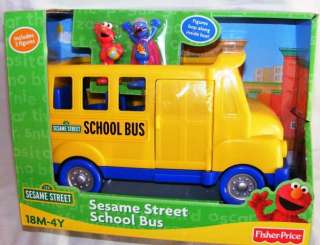 Sesame Street SCHOOL BUS + Super Grover & Elmo Figures FISHER PRICE 