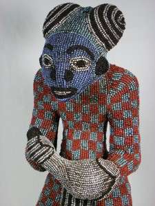 Superb African Tribal Art BAMILEKE Beaded Ancestor Figure Collectible 