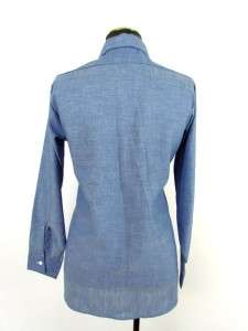 vintage 60s mens blue chambray WRANGLER BIG BEN western work shirt S 