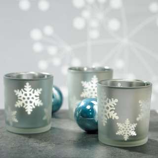 Count  Laser Carved  Glass Snowflake Tea Light Holders   2 3/4 
