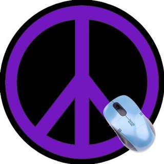 PEACE SIGN PURPLE BLACK ROUND MOUSE PAD NEW COOL FUN  
