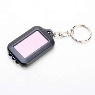 Solar Power Rechargeable 3LED Flashlight Keychain Torch  