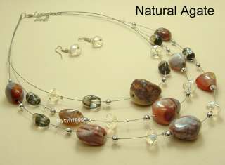 12sets wholesale natural gemstone necklaces&earrings S1  