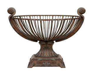   World Tuscan Decorative Pedestal Bowl Open Filigree Design Rich Rustic