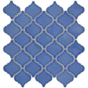 Merola Tile Lantern 12 1/2 in. x 12 1/2 in. Blue Porcelain Mesh 